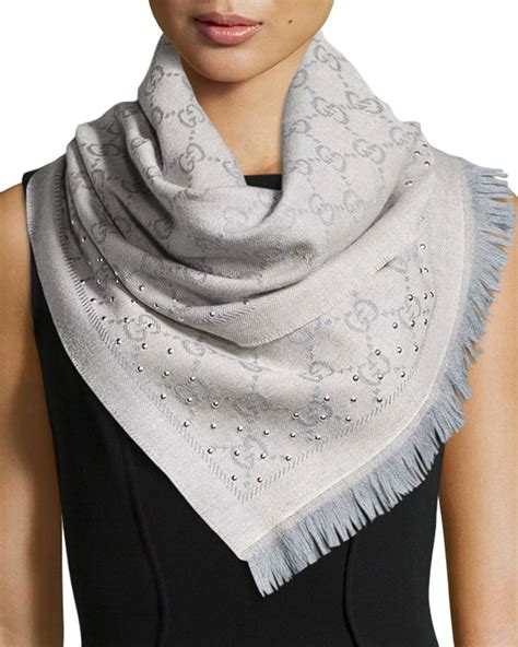 gucci grey jacquard scarf|gucci wool scarf women's.